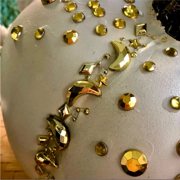 NWT! Gold Bling Rhinestone Celestial Moon & Stars Pumpkin - Picture 3 of 7